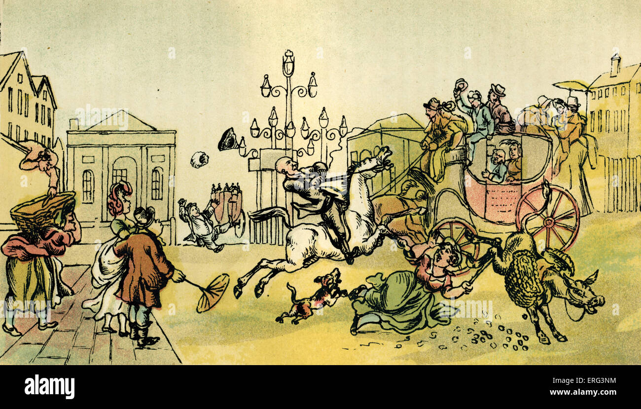 "El resultado de la compra de un caballo ciego", la ilustración de Thomas Rowlandson de 'Doctor sintaxis's Tour en busca de una esposa" por Foto de stock
