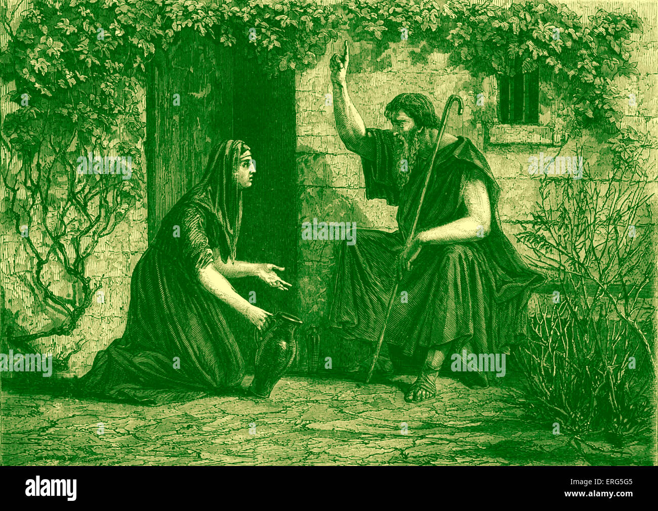 Elías reclamando la hospitalidad de la viuda de Sarepta. Biblia, Reyes