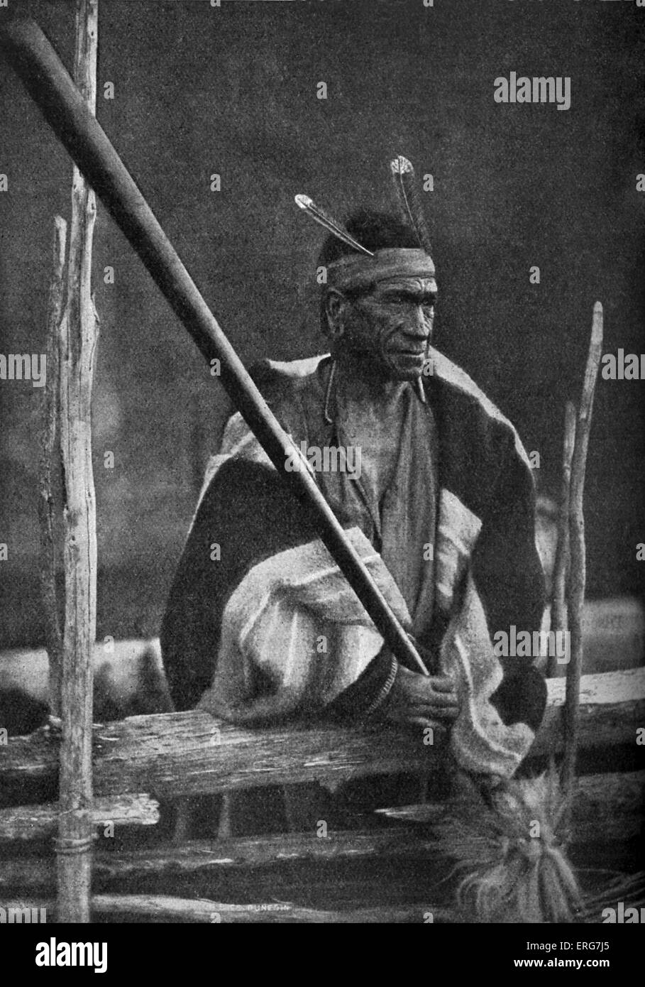Te Hauhau - guerrero maorí. El pueblo polinesio autóctono de Nueva Zelanda (Aotearoa). Desde fines de 1920. Foto de stock