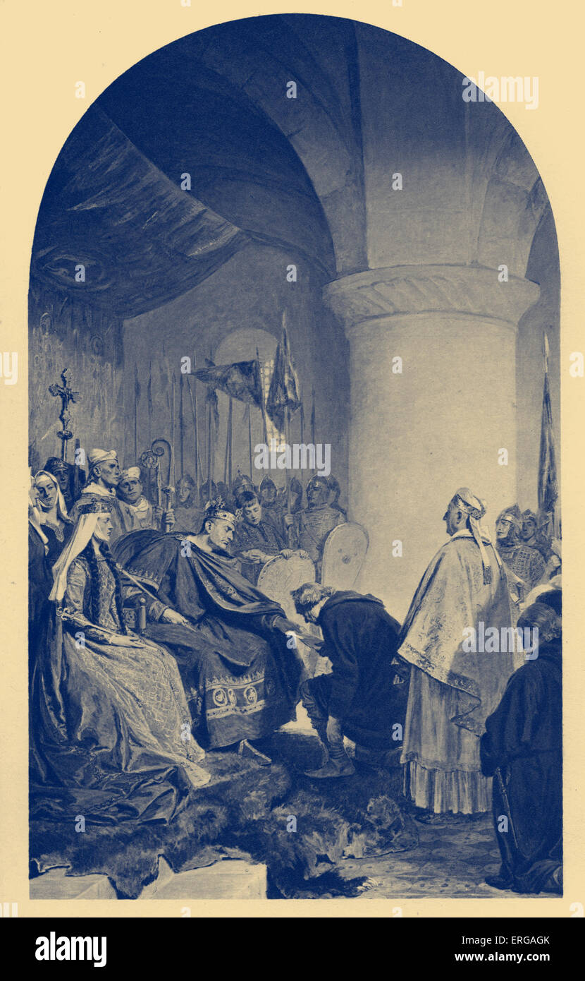 Guillermo I la concesión de una carta a los ciudadanos de Londres, c. AD 1081. Desde la pintura por J. Seymour Lucas. Guillermo I de Inglaterra Foto de stock