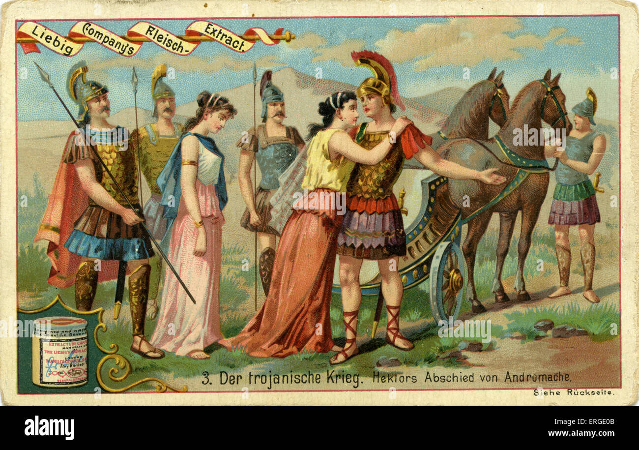 La guerra de Troya: Hector 's adiós a Andromache - serie de cartas coleccionables de la empresa Liebig : La Guerra de Troya (Alemán: 'Der Foto de stock