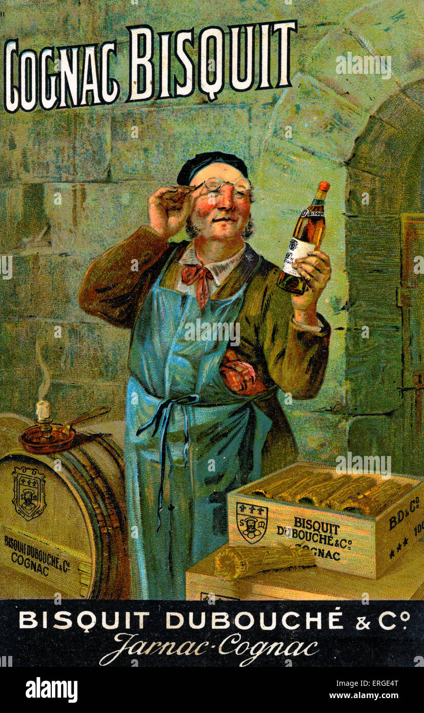Cognac Bisquit - publicidad. Espíritu alcohólico producidos por Bisquit Debouché & Co., empresa francesa. Foto de stock
