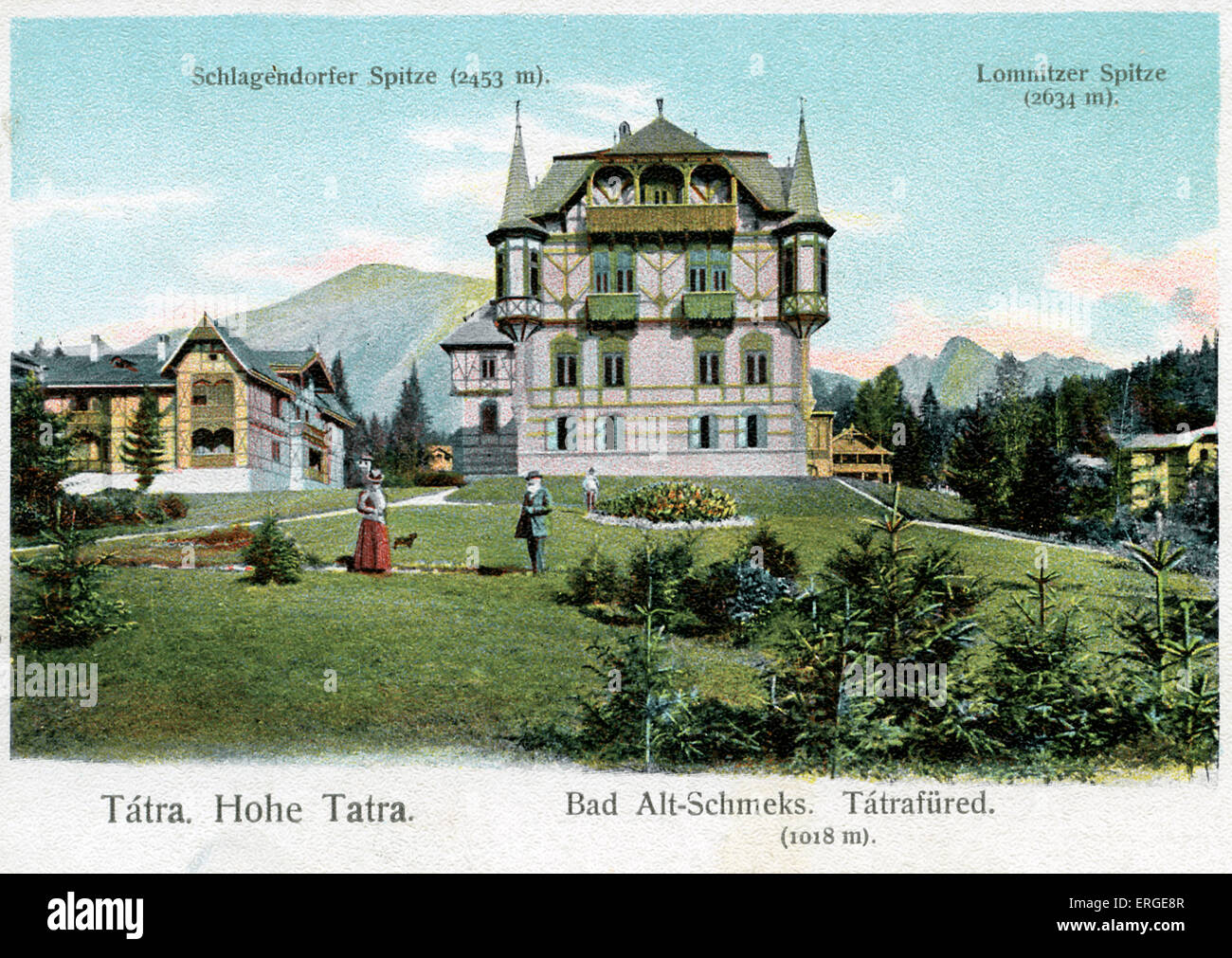 "Bad Alt- Schmecks - spa resort en High Tatras (eslovaco y checo: Vysoké Tatry, Polaco: Tatry Wysokie, Alemán: Hohe Tatra). Foto de stock