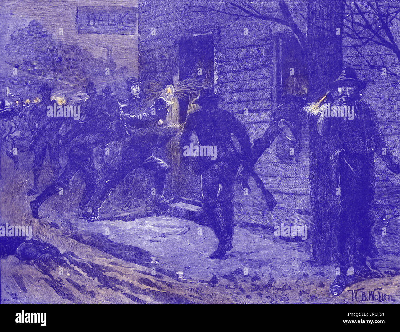 Guerra Civil americana: St Albans Raid. Raid confederado en St.Albans, Vermont, el 19 de octubre de 1864. La acción más septentrional de la guerra. Foto de stock