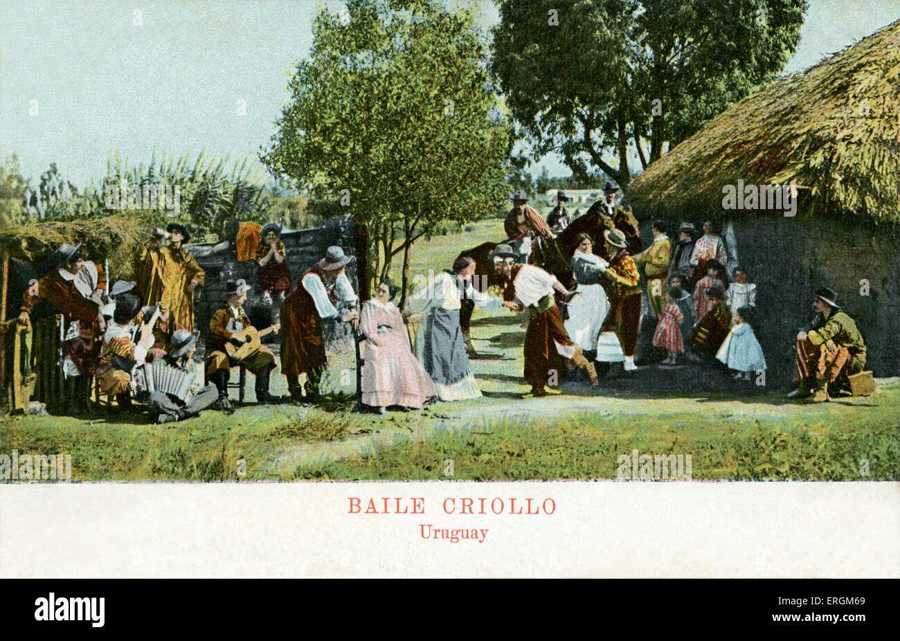 Baile Criollo/ danza criolla. Baile popular en el Uruguay. Tarjeta postal de principios del siglo xx. Foto de stock