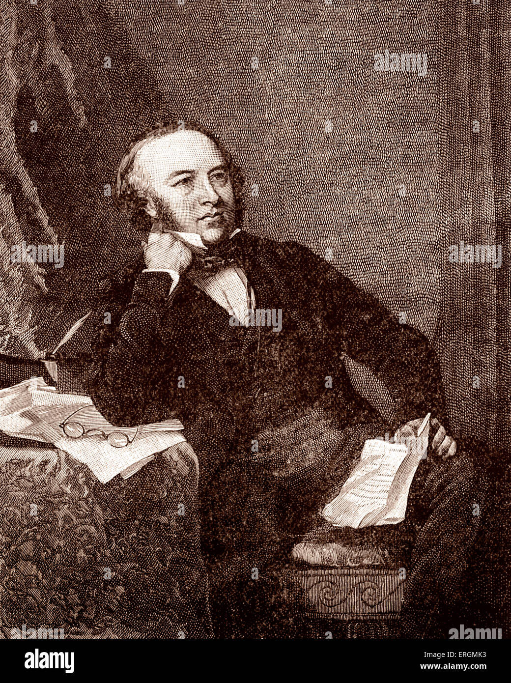 Sir Rowland Hill en 1847 retrato. Profesora de Inglés, inventor y reformador social. Activista por la reforma del sistema postal que Foto de stock
