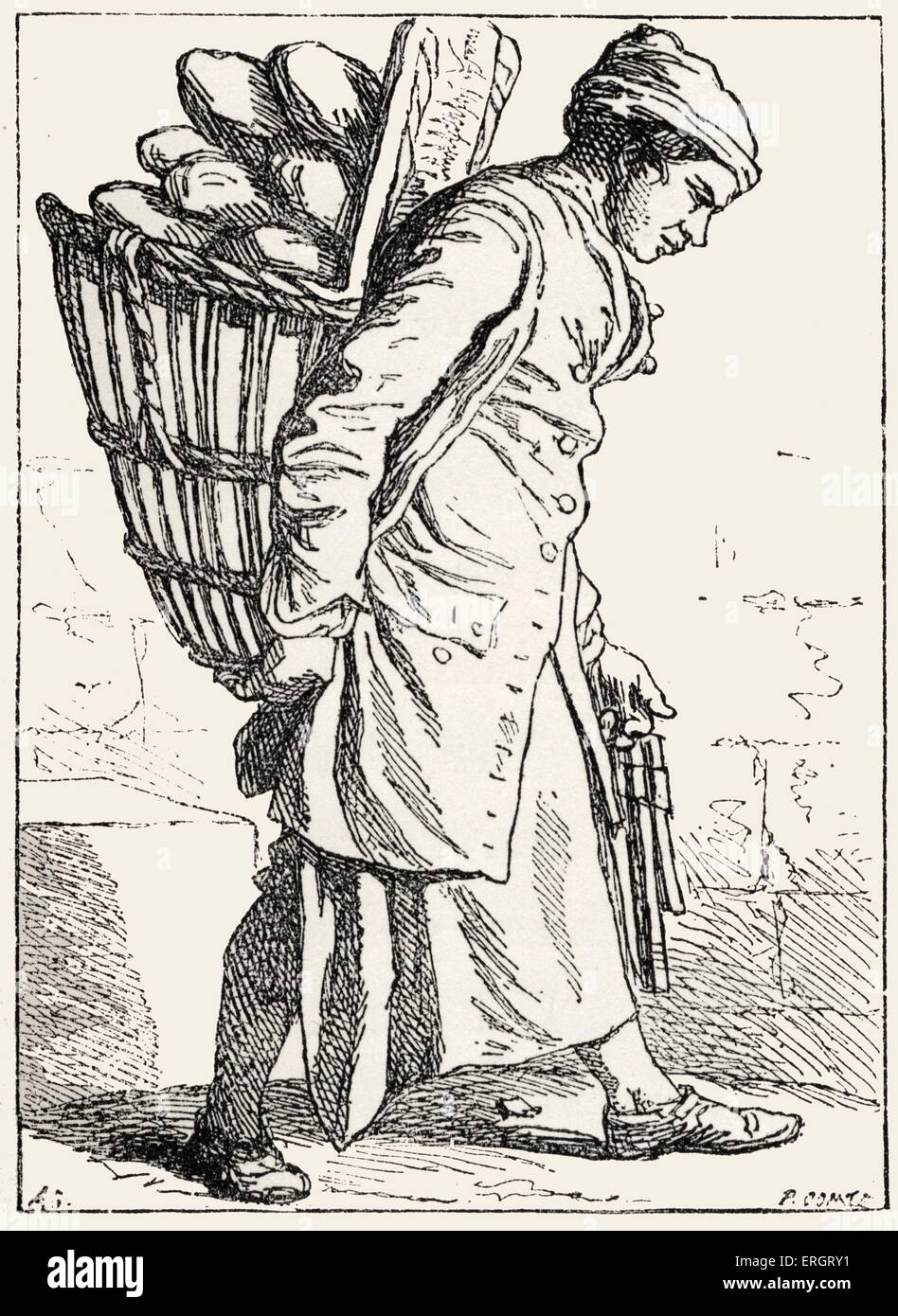 La vida cotidiana en la historia de Francia: Baker entrega de pan. El  vestuario, la moda. La clase obrera, pobres, rústicos. El comercio,  comerciante de 18 Fotografía de stock - Alamy