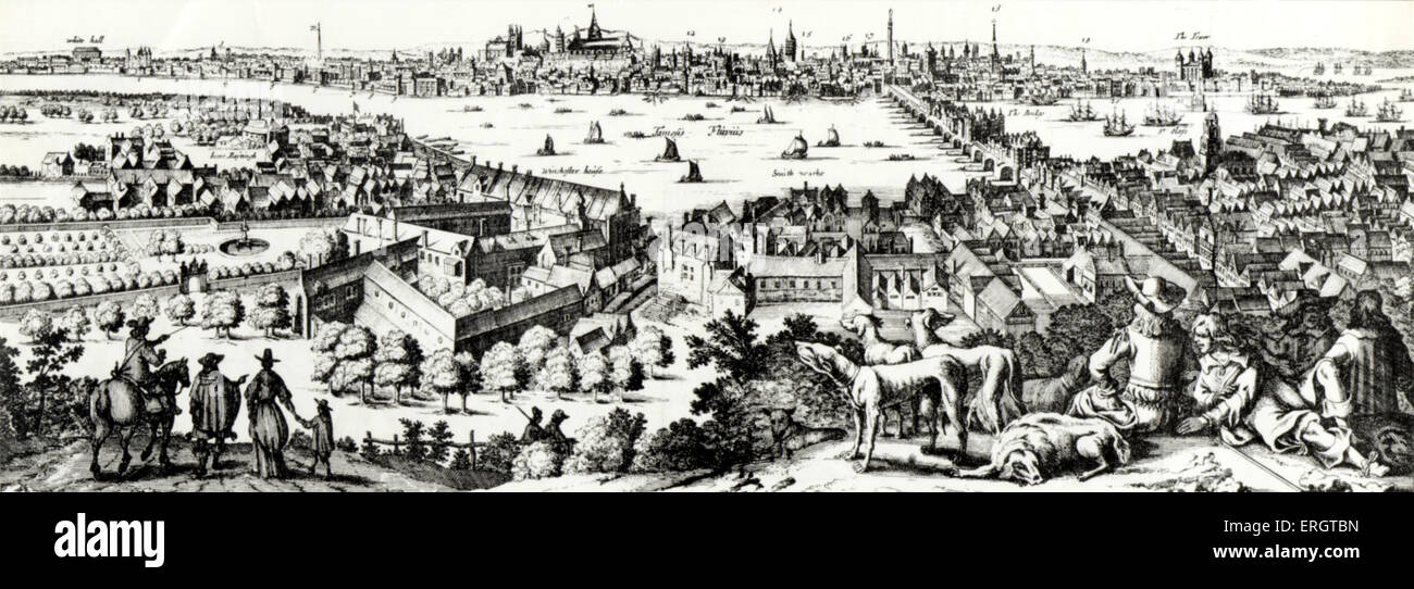 O la vista panorámica de Londres, 1710 por De Witt de Amsterdam Foto de stock