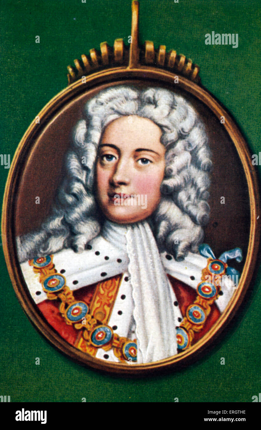 George II. Retrato del Rey de Gran Bretaña e Irlanda. También conocido como Duque de Brunswick-Lüneburg (Hannover) y Foto de stock