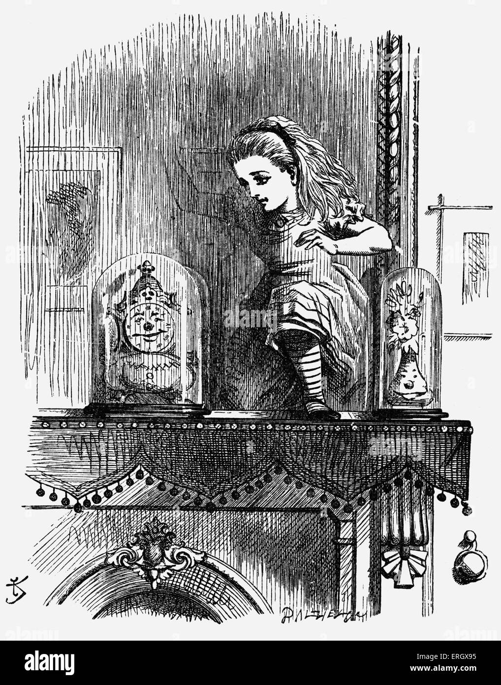 Lewis Carroll 's libro 'a través del espejo y lo que Alicia encontró allí".  Ilustrado por John Tenniel. Descripción de Fotografía de stock - Alamy