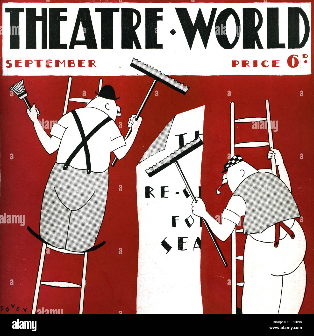 Teatro cubierta mundial de septiembre de 1927. Los hombres poner carteles  en una cartelera teatral poner anuncio. Por gráficos Fotografía de stock -  Alamy