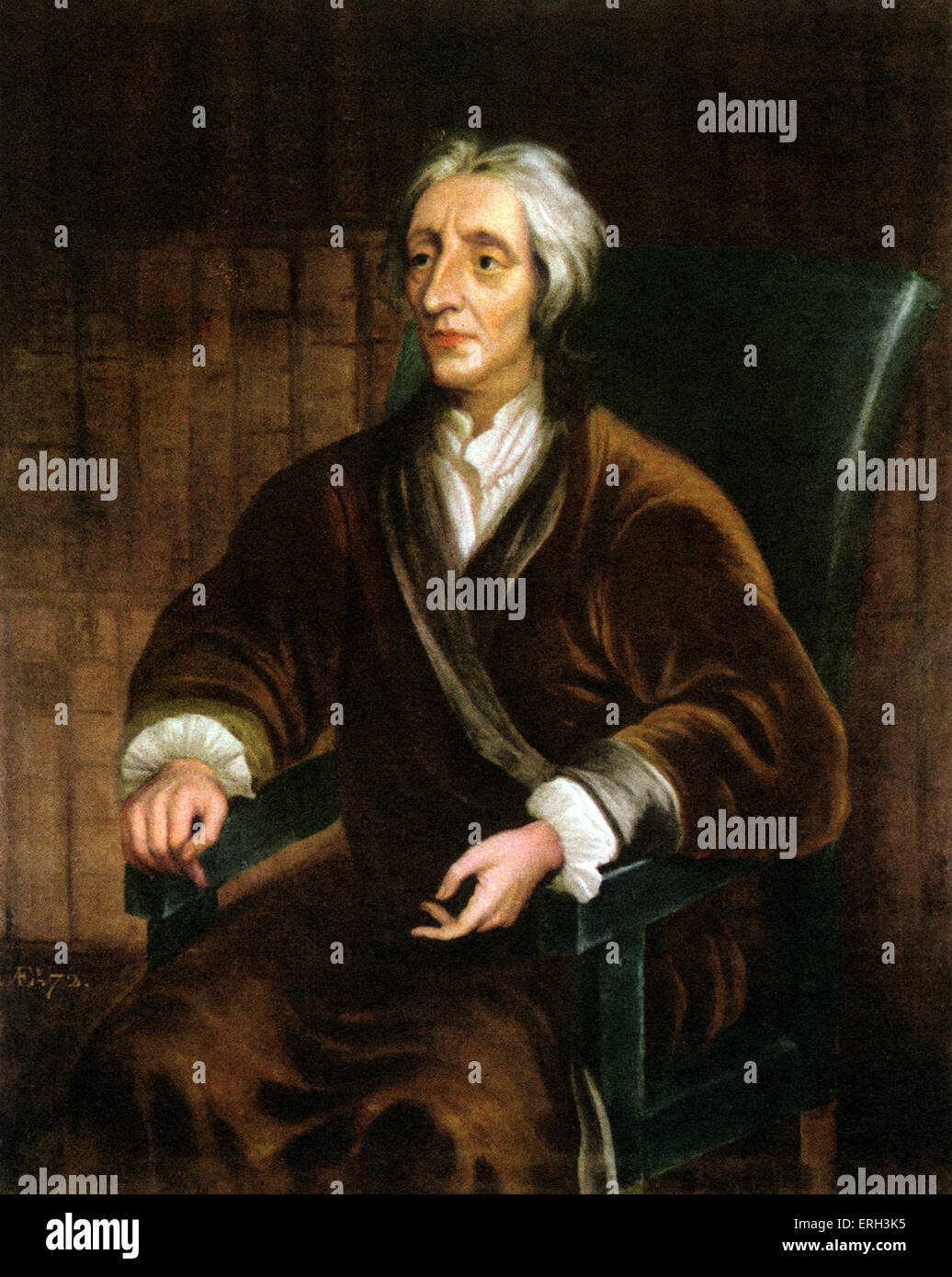 Retrato de John Locke, sentado. Copia de originales por Sir Godfrey Kneller 1646-1723. JL filósofo empirista Británico el 29 de agosto Foto de stock
