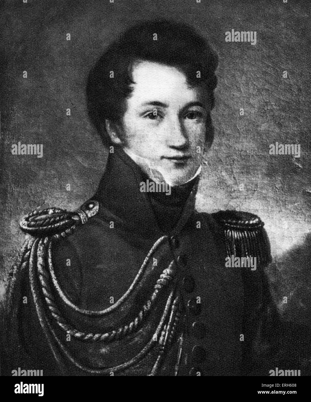 Alfred de Vigny - retrato de artista desconocido. El poeta francés, dramaturgo y novelista, 27 de marzo de 1797 - 17 de septiembre de 1863. Foto de stock