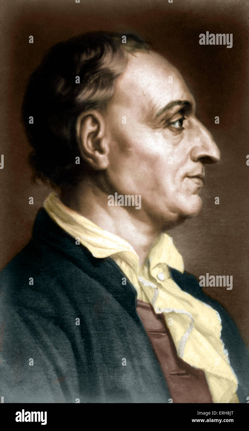 Denis Diderot - perfil retrato de la ilustración francesa filósofo y escritor y editor general de la famosa enciclopedia Foto de stock