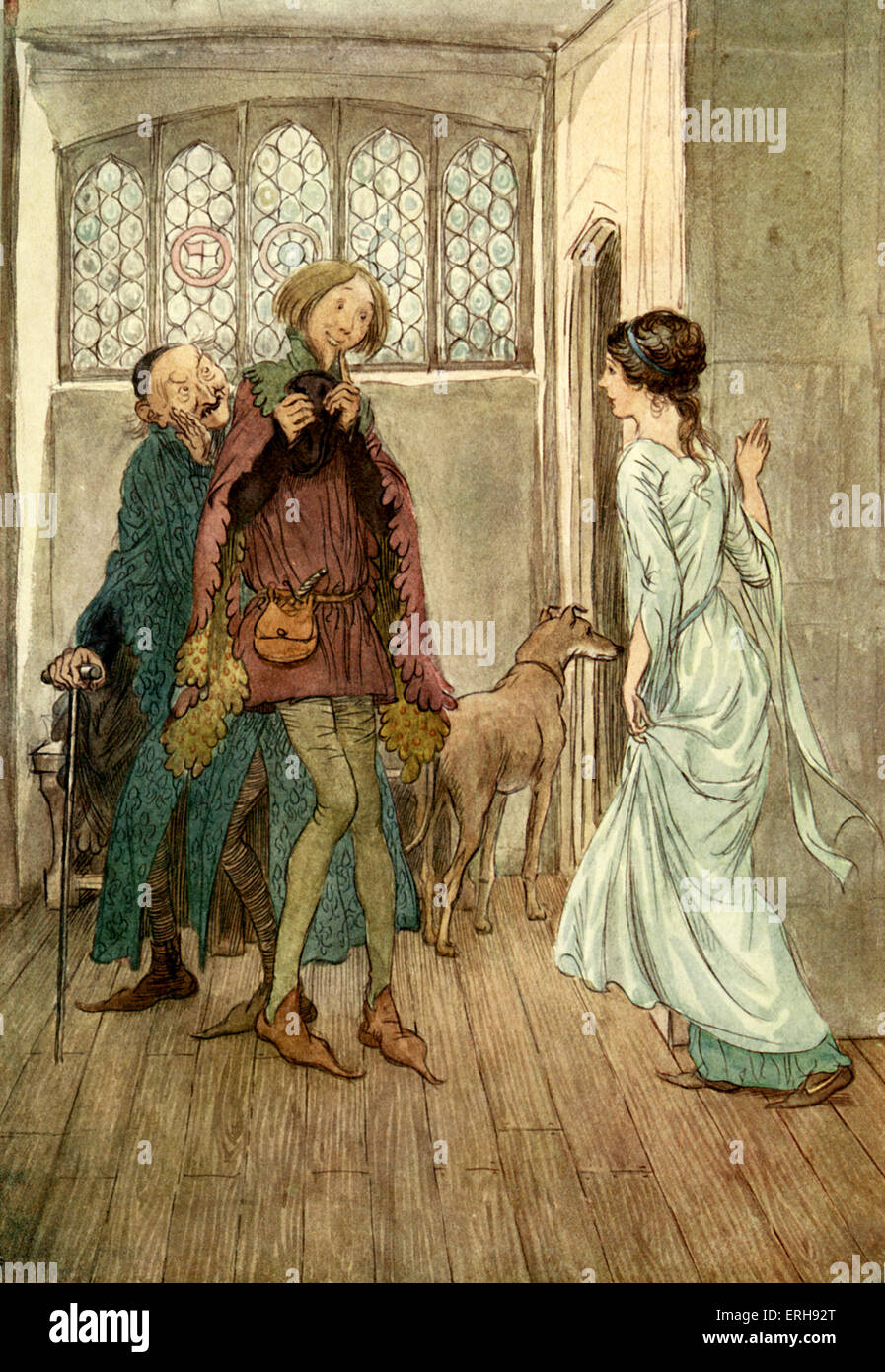 Las alegres comadres de Windsor de William Shakespeare. Ilustración por  Hugh Thomson, 1910. Acto III, escena 4. [Caption a delgado Fotografía de  stock - Alamy