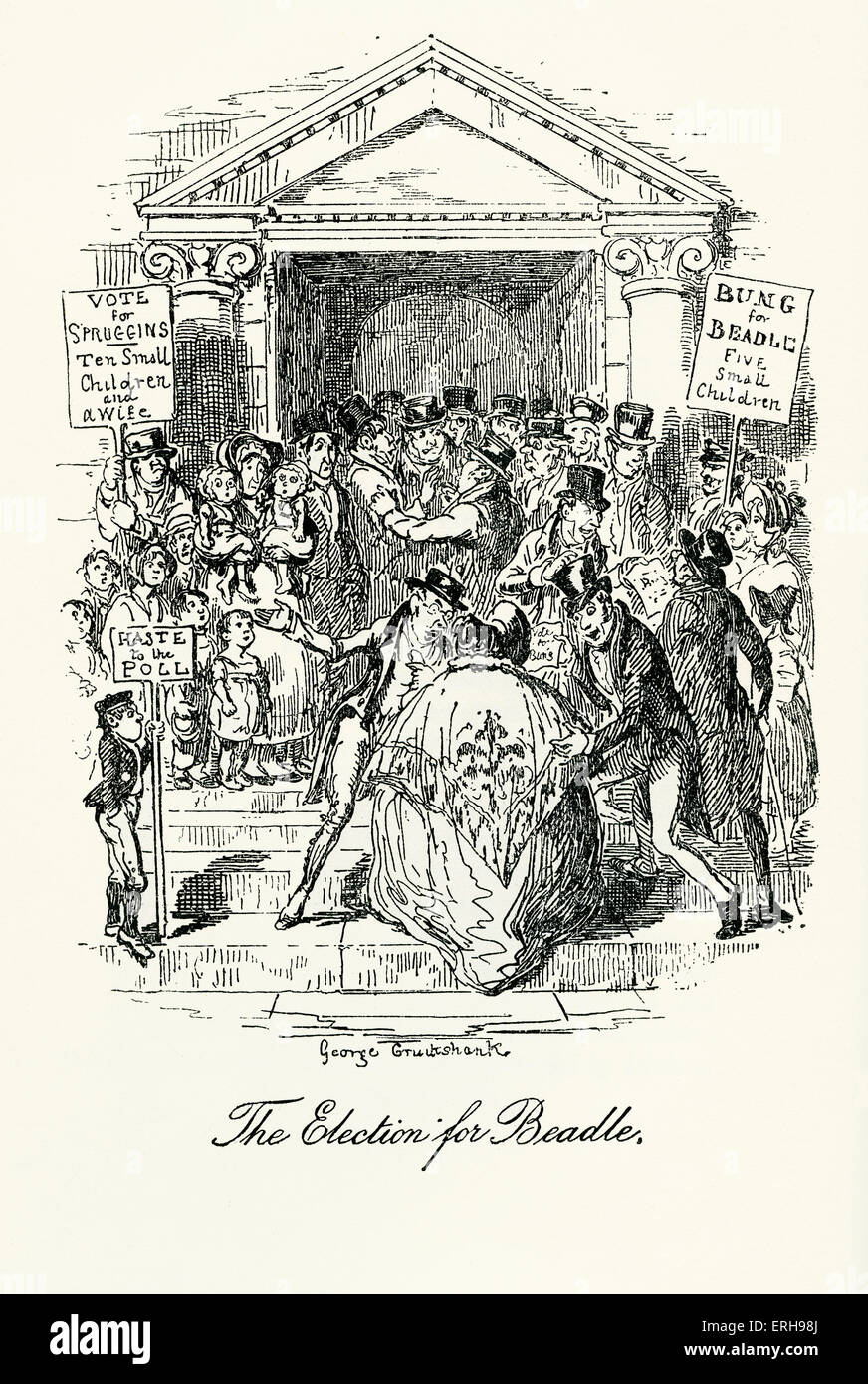 Esbozos por Boz: ilustrativas de cada día de la vida cotidiana y la gente por Charles Dickens. Escena: "La elección de Beadle'. Foto de stock