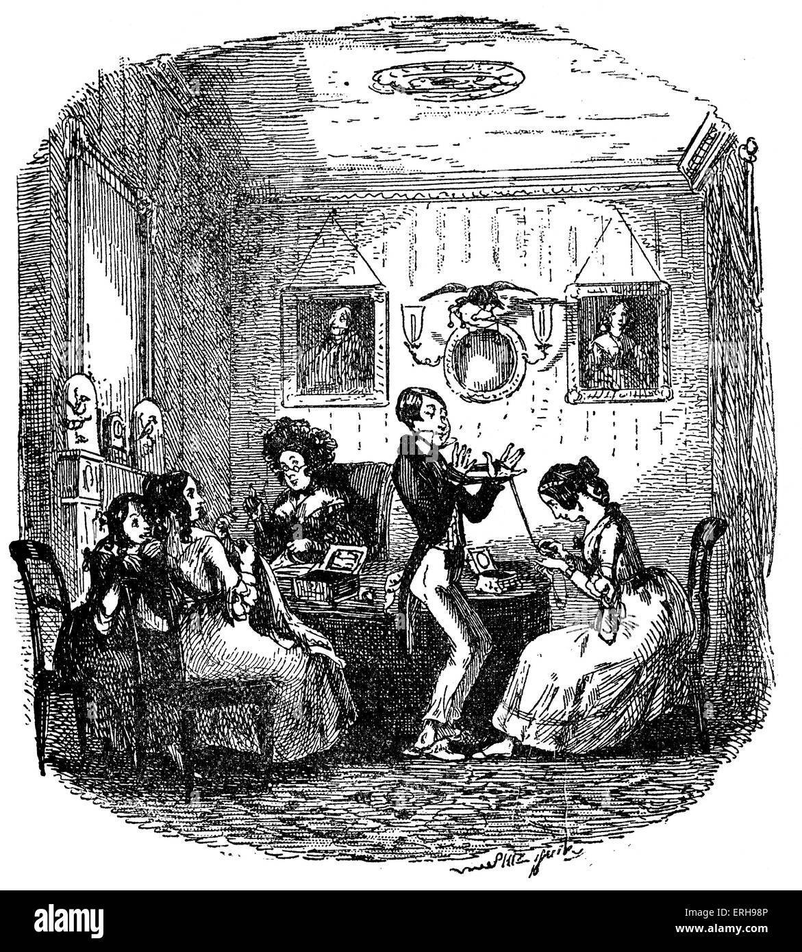 Esbozos por Boz: ilustrativas de cada día de la vida cotidiana y la gente por Charles Dickens. Escena: "El Joven caballero interno'. Foto de stock
