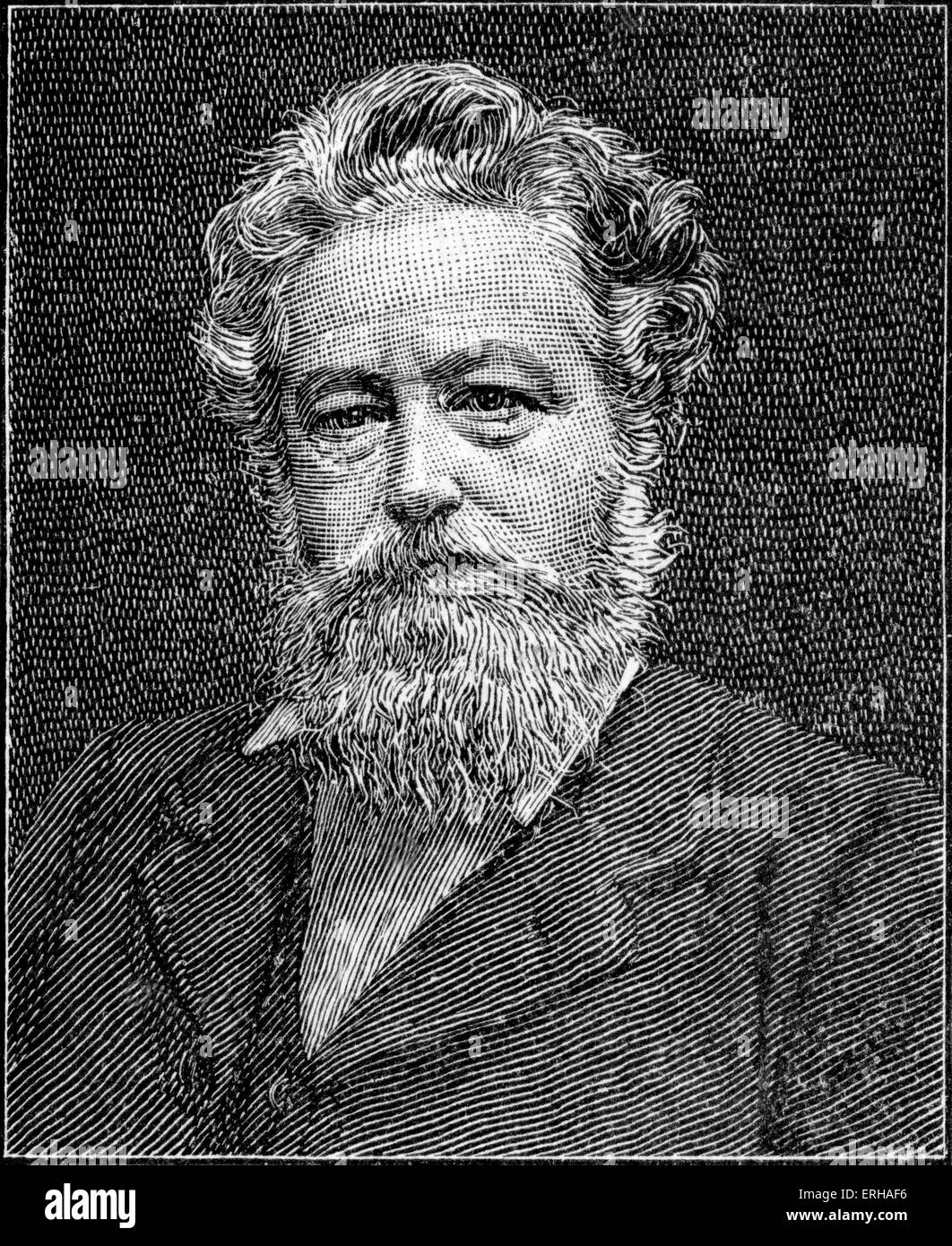 William Morris (24 de marzo de 1834 - 3 de octubre de 1896). Diseñador textil inglés del siglo XIX, el artista, el escritor, . Fundador del Movimiento Inglés de artes y oficios. Ilustración de una fotografía de Walker y Bontall. Foto de stock