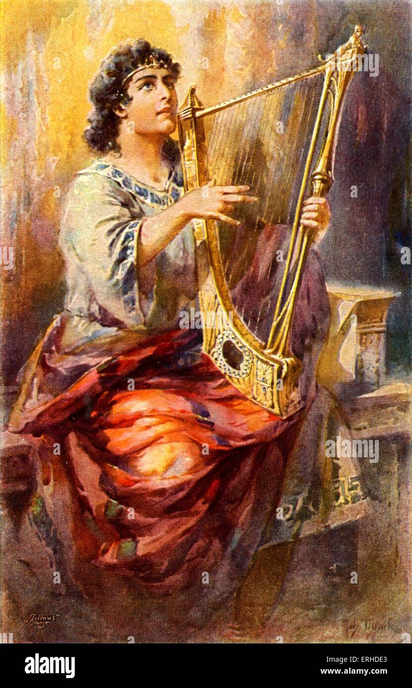 El rey David tocando el arpa Fotografía de stock Alamy