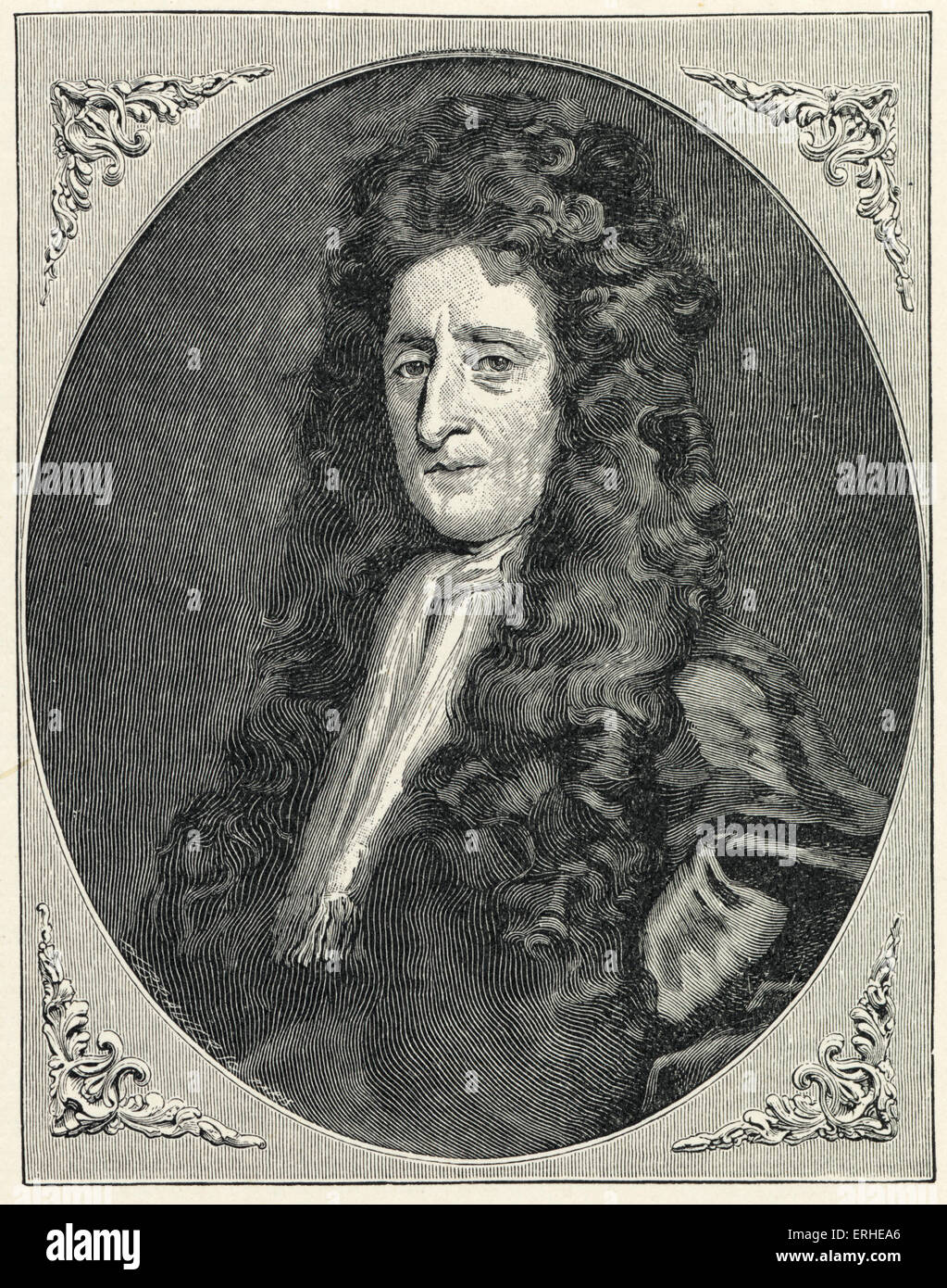 John Locke - Retrato grabado por Burrower después del retrato. Filósofo inglés 1632 - 1704 Foto de stock