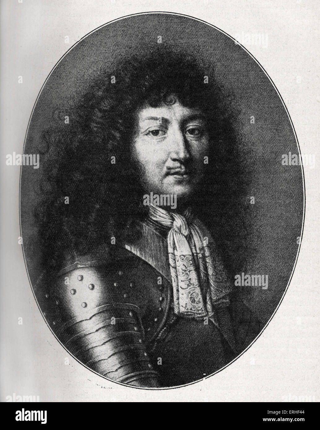 El rey de Francia Luis XIV (1638-1715), retrato en 1676, después de un grabado de F. de Poilly. Foto de stock