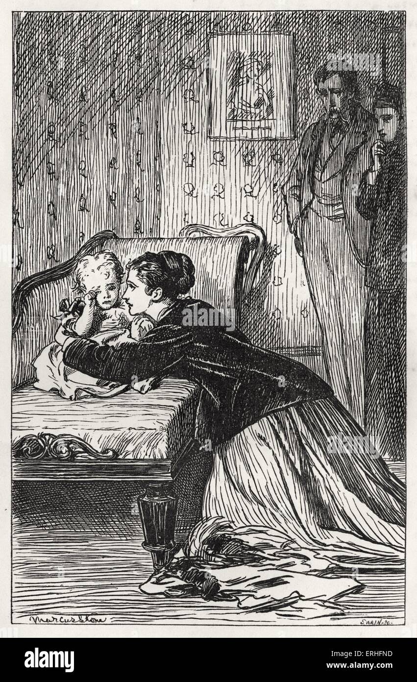 Anthony Trollope la novela 'Él sabía que él era justo' - Ilustración subtituladas 'no has olvidado Mamma?' del original 1869 Foto de stock