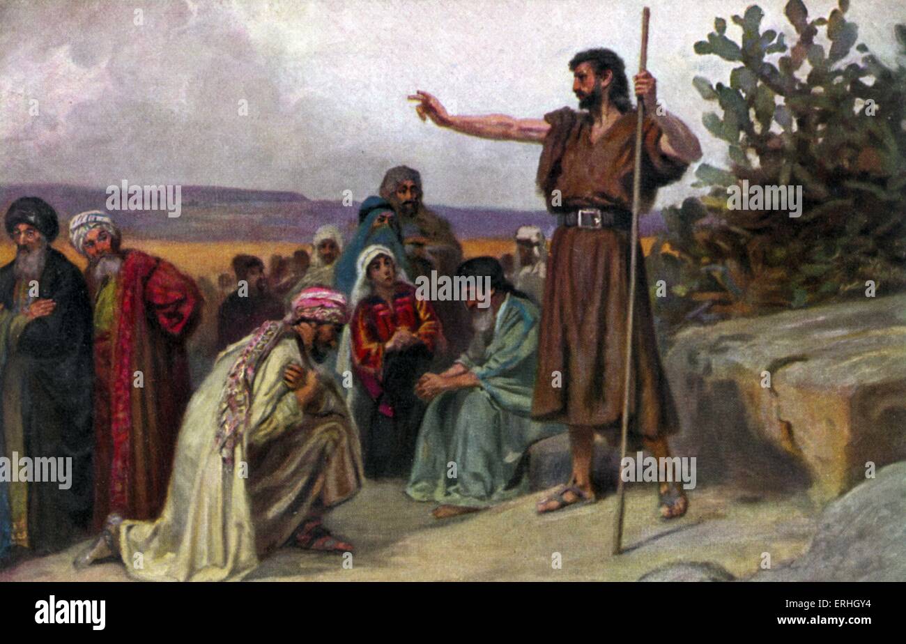 Juan el Bautista - la ilustración de la figura bíblica que predicar en el desierto, Mateo III, versículo 1. Foto de stock
