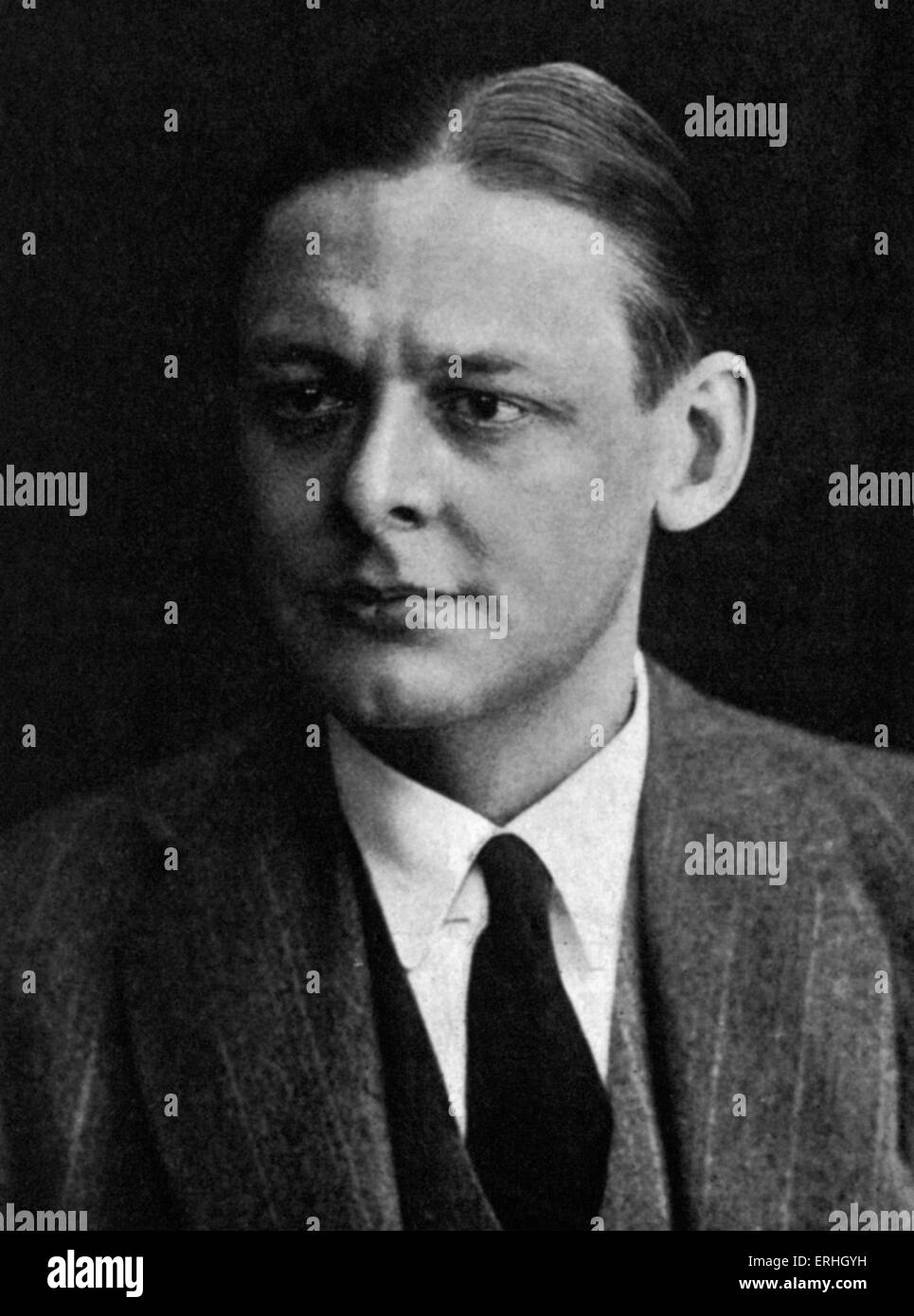 T S Eliot - retrato del poeta británico/americano, crítico y editor, c. 1931. Nombre completo Thomas Stearns Eliot, 26 de septiembre de Foto de stock