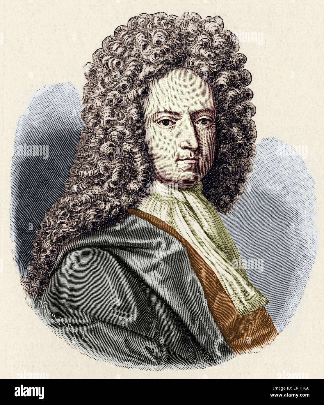 Daniel Defoe - retrato. Escritor y periodista inglés 1660-1731. Colourised Foto de stock