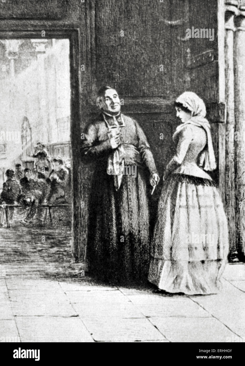 Gustave Flaubert 's Madame Bovary - Emma Bovary hablando a un sacerdote. Publicado por primera vez en 1857. Novelista francés. 12 de diciembre de 1821 Foto de stock