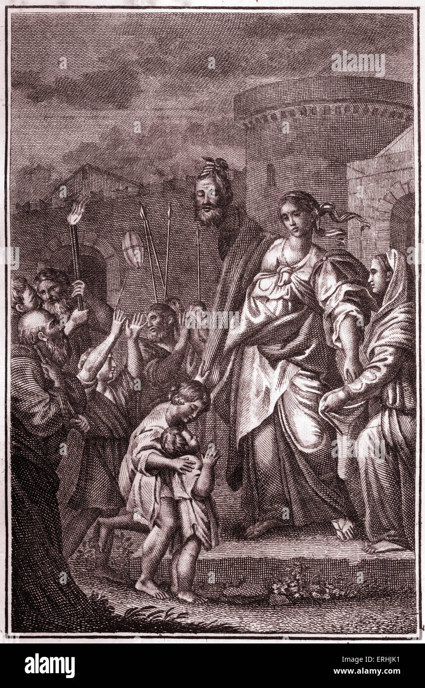 Historia de la Biblia - Judith salva a su patria. Judith XIII, 12 Judith sostiene la cabeza de Holofernes. Foto de stock