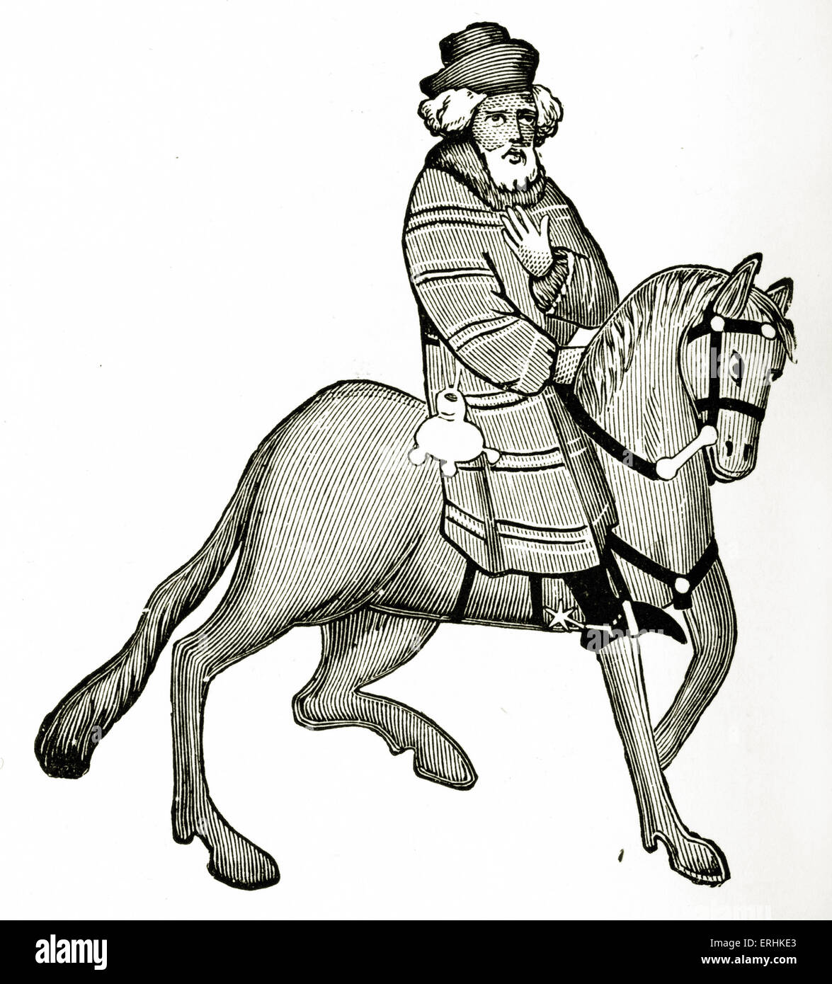 S Geoffrey Chaucer Cuentos de Canterbury, el Franklin a caballo. Poeta  inglés, c. 1343-1400. Manuscrito de Ellesmere Fotografía de stock - Alamy