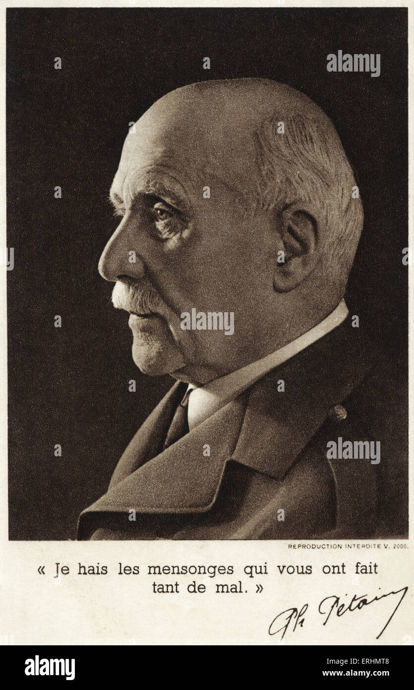 El mariscal Pétain - Francés general y posteriormente jefe de estado de  Vichy, Francia (1940 - 1944), nacido Henri Philippe Benoni Omer Joseph  Fotografía de stock - Alamy