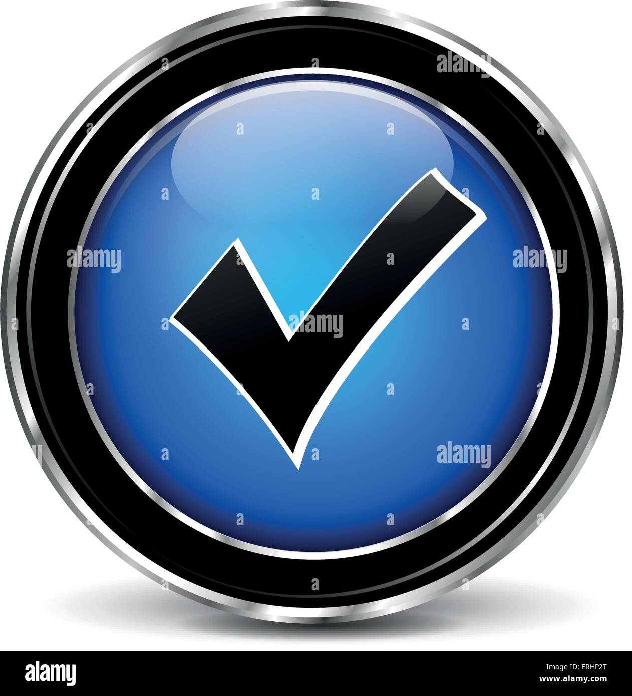 Ilustración vectorial de un icono de marca de verificación azul sobre fondo blanco. Ilustración del Vector