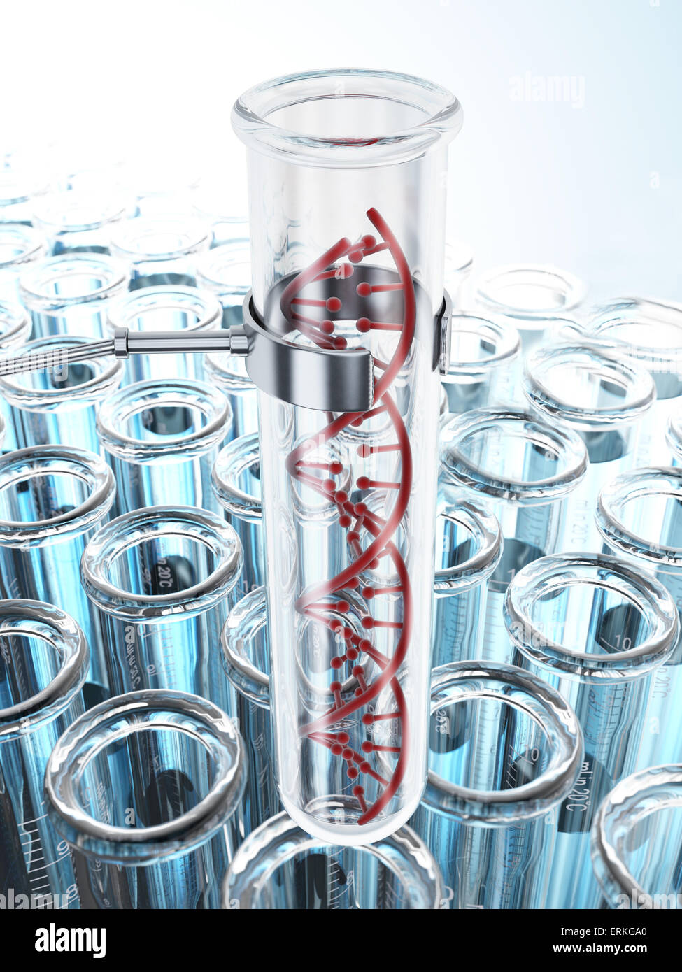 Doble hélice del ADN dentro de tubo de ensayo Foto de stock
