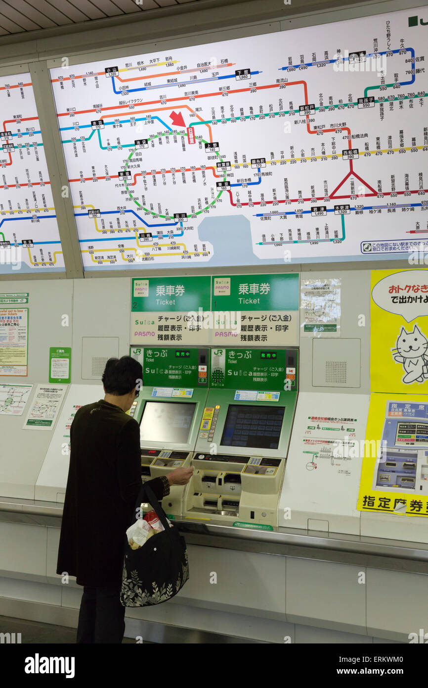 Máquina de billetes de metro de Tokio, Tokio, Japón, Asia Foto de stock