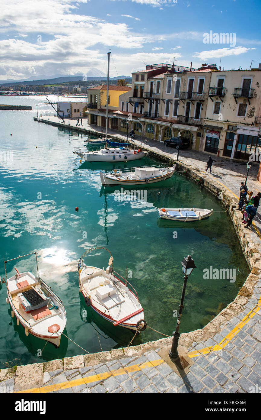 Puerto Veneciano, Rethymno, Creta, las Islas Griegas, Grecia, Europa Foto de stock