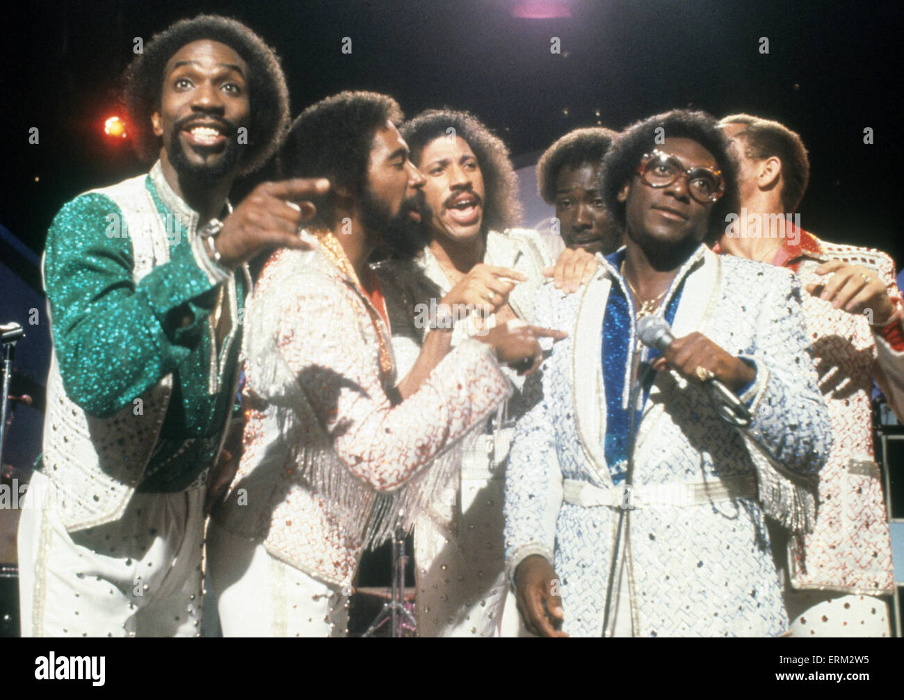 Nos melodías funk/rock del grupo en 1978 con Lionel Ritchie es el tercero desde la izquierda. Foto Jeffrey Mayer Foto de stock