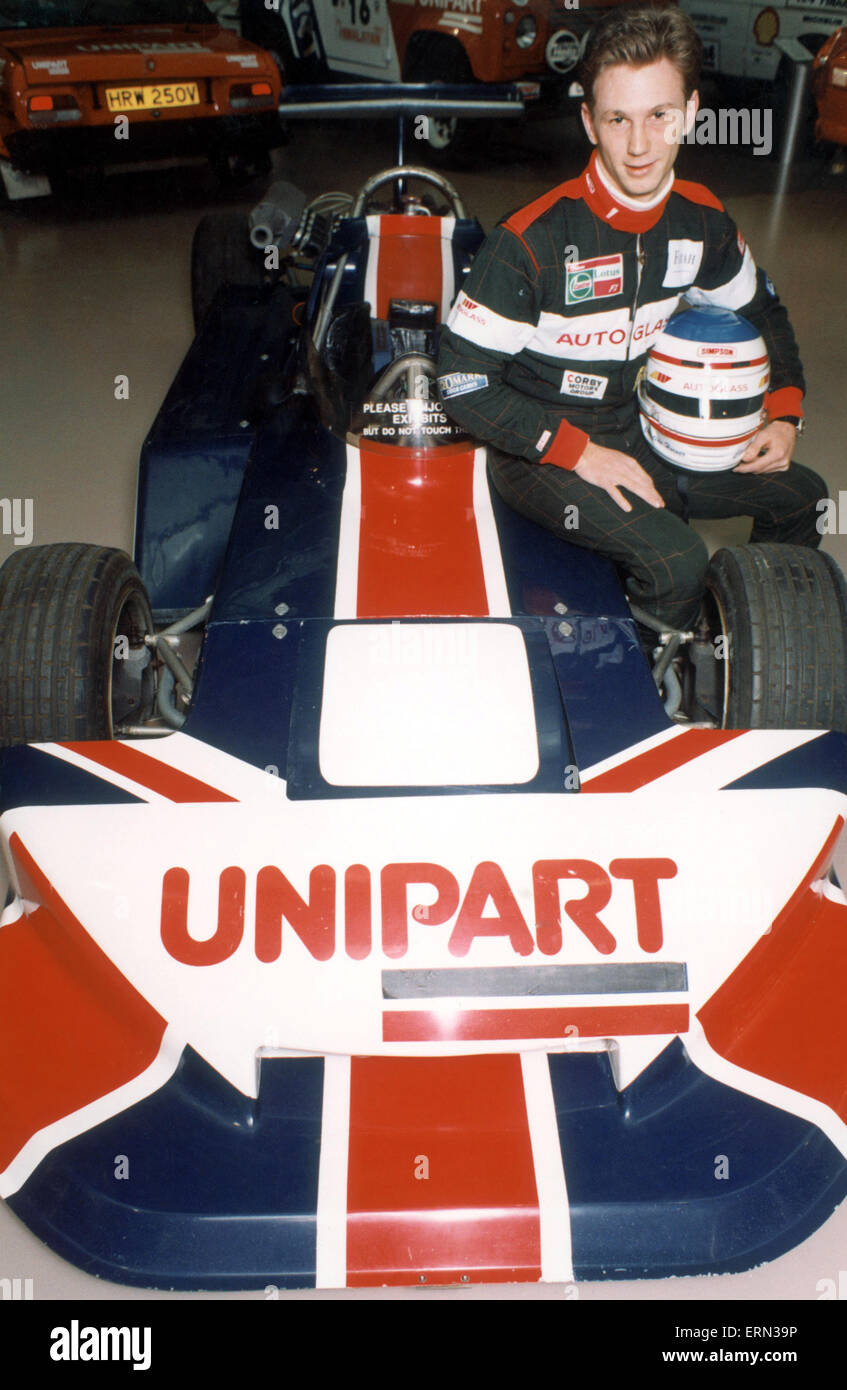 Australia Bendecir Dedicar Christian Horner, la Fórmula 3 Piloto en el patrimonio del motor X central  con Nigel Mansell's Lotus de Fórmula 3 cuando Christian lanzó su  llamamiento Snowball subasta, 26 de noviembre de 1993