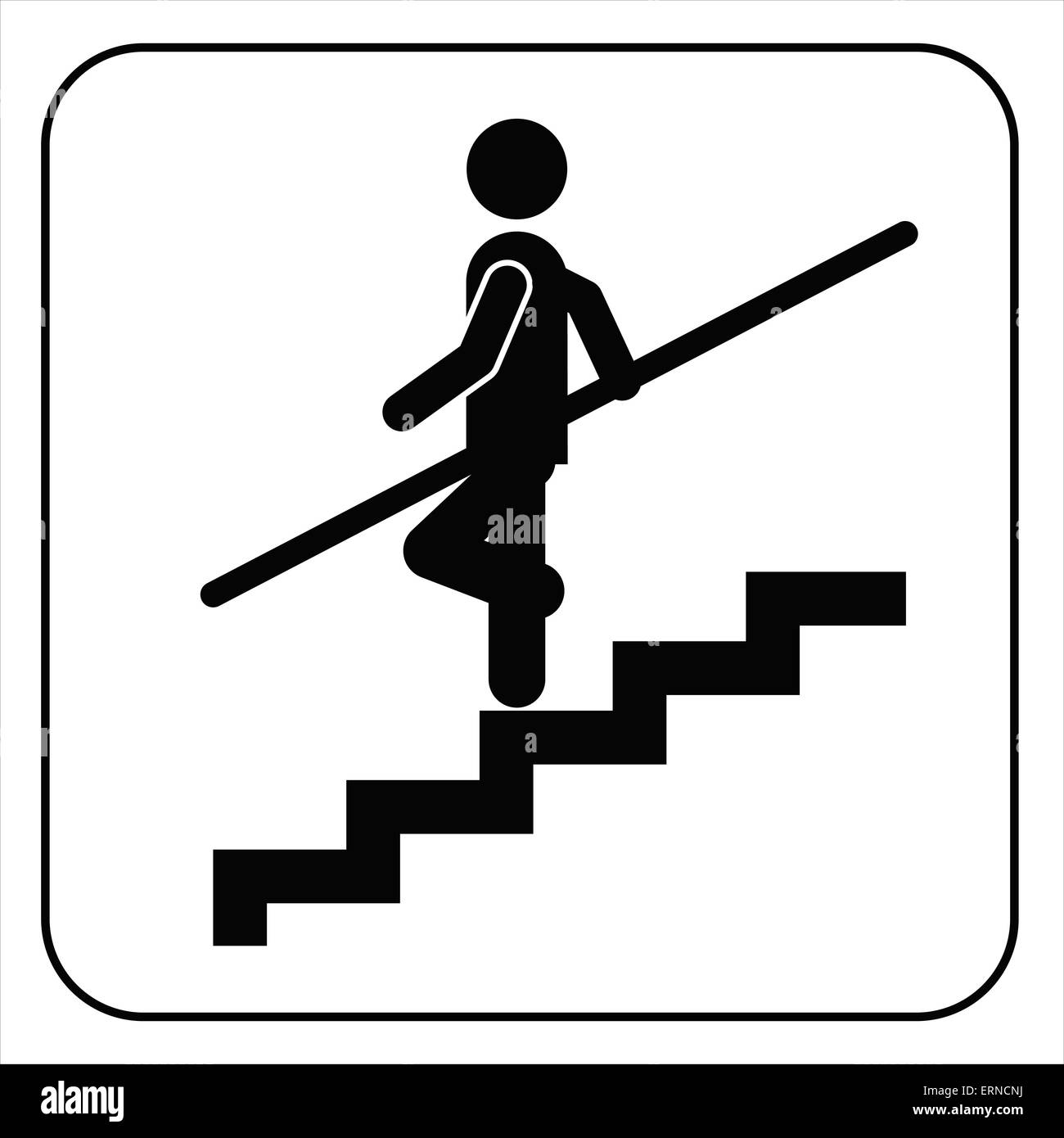 Icono de persona bajando escaleras Imágenes de stock en blanco y negro -  Alamy