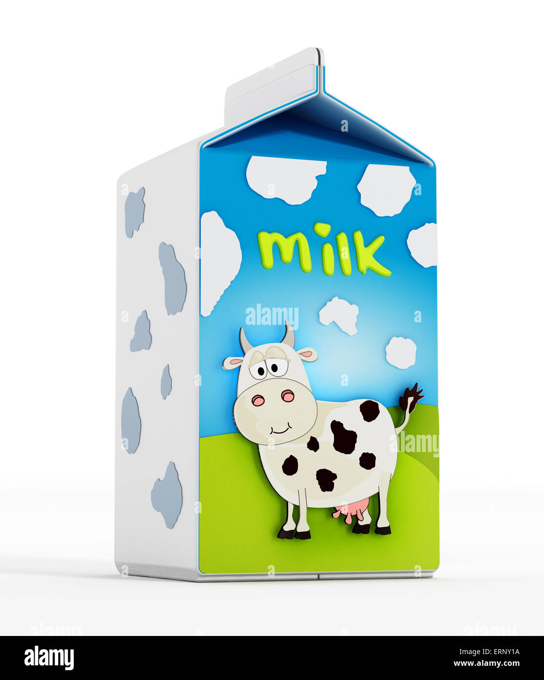 Caja de leche de vaca con ilustración aislado sobre fondo blanco Fotografía  de stock - Alamy