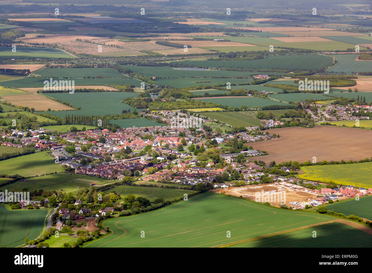 Foto aérea de Barrow village Suffolk Foto de stock