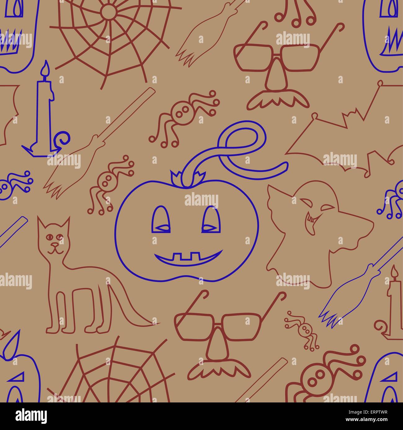 Halloween patrón sin fisuras sobre fondo beige - ilustración vectorial Ilustración del Vector