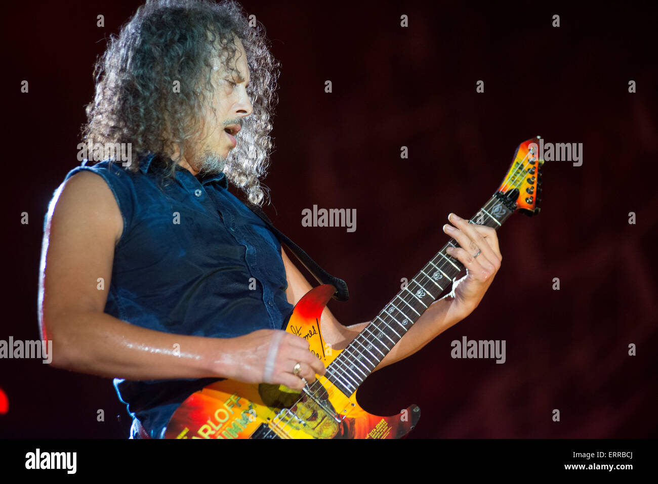 Junio 6, 2015 - el guitarrista de Metallica, Kirk Hammett, Metallica, jugar  a un auditorio repleto de fanáticos de los X Games en el 2015 X-Games, el  circuito de las Américas, en