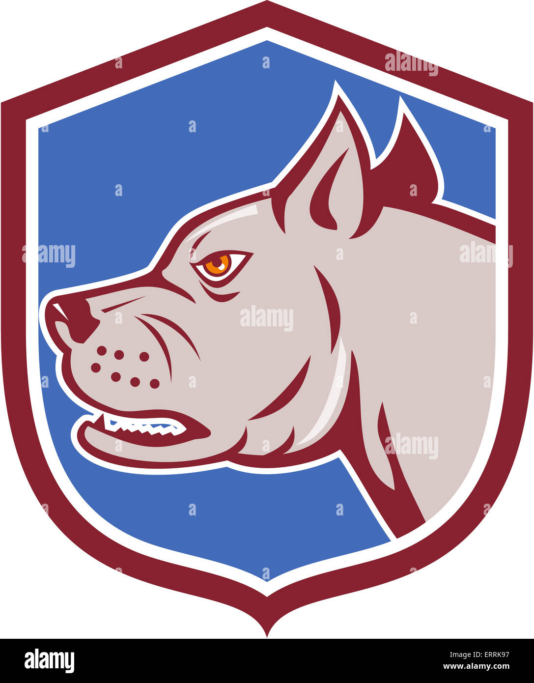 Ilustración de un furioso mastín ladrando perro mongrel vistos de lado  dentro de Crest escudo sobre fondo aislado realizado en coche Fotografía de  stock - Alamy