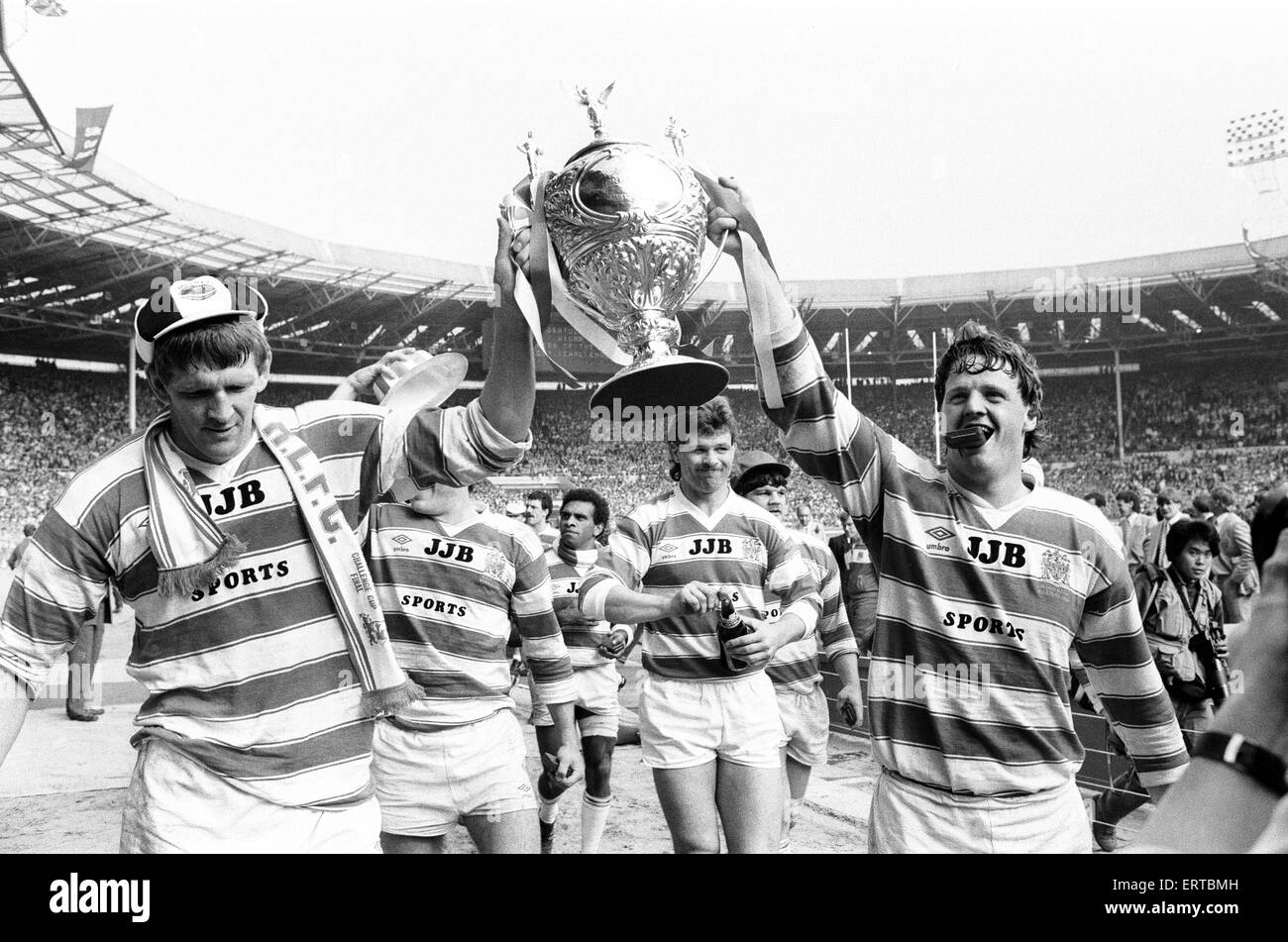 Wigan 28-24, Hull, Rugby League Challenge Cup Final, el estadio de Wembley, Londres, sábado 4 de mayo de 1985. Foto de stock