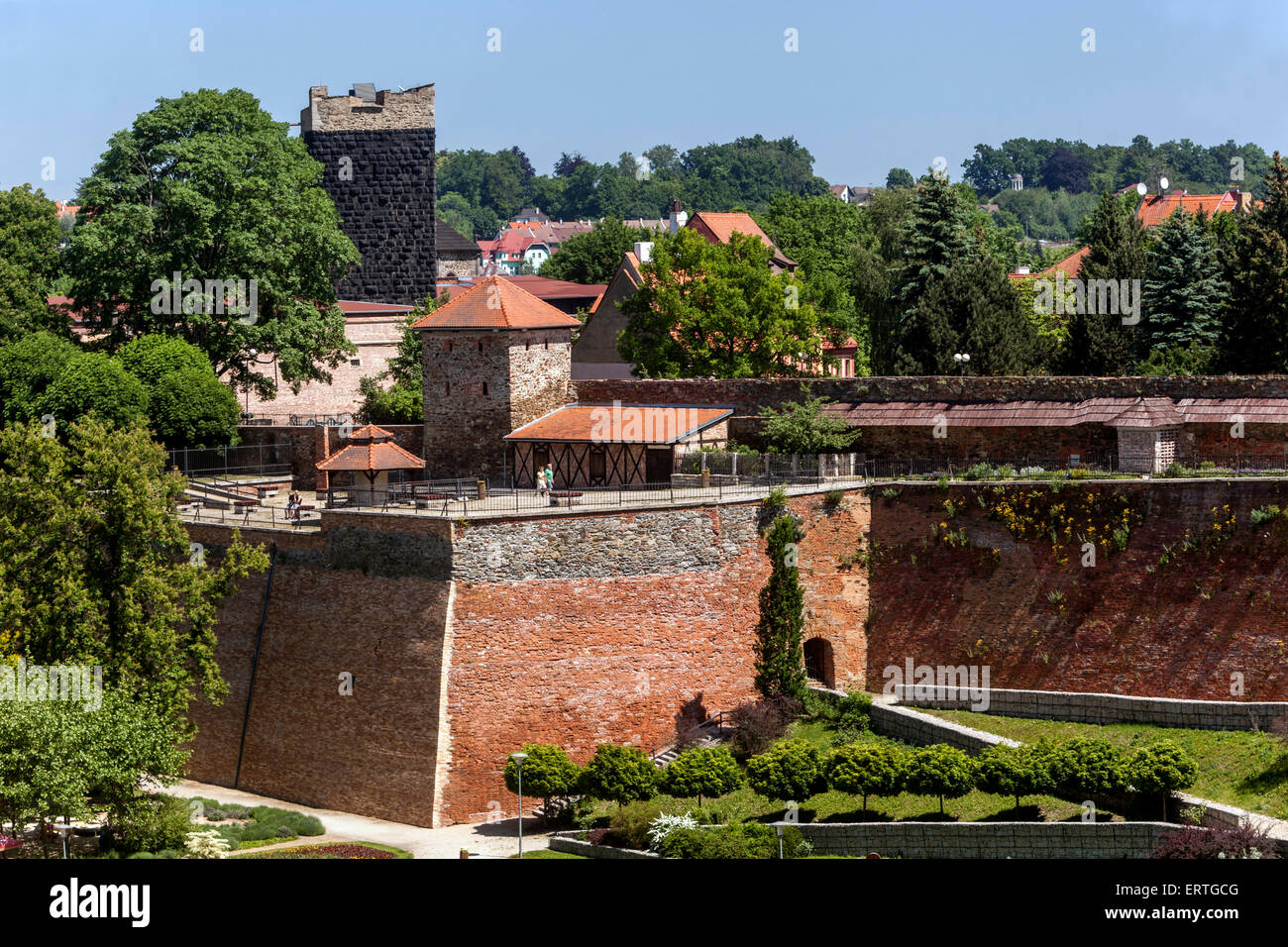 Casco histórico de la ciudad, la Torre Negra, Castillo, Cheb, Bohemia Occidental, República Checa Foto de stock