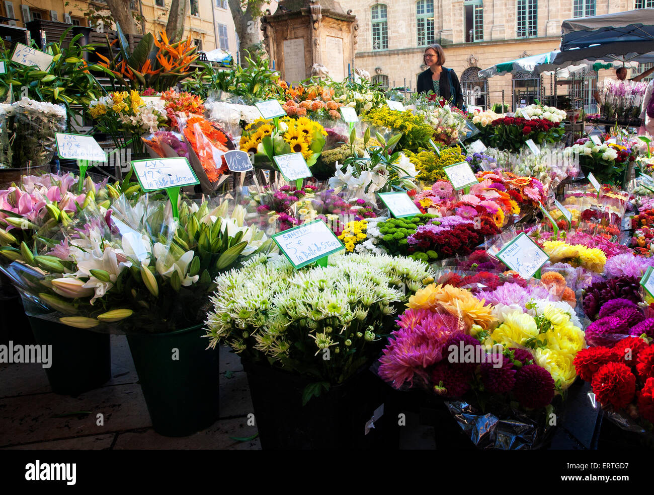El mercado de las flores de Aix en Provence. Francia. Foto de stock