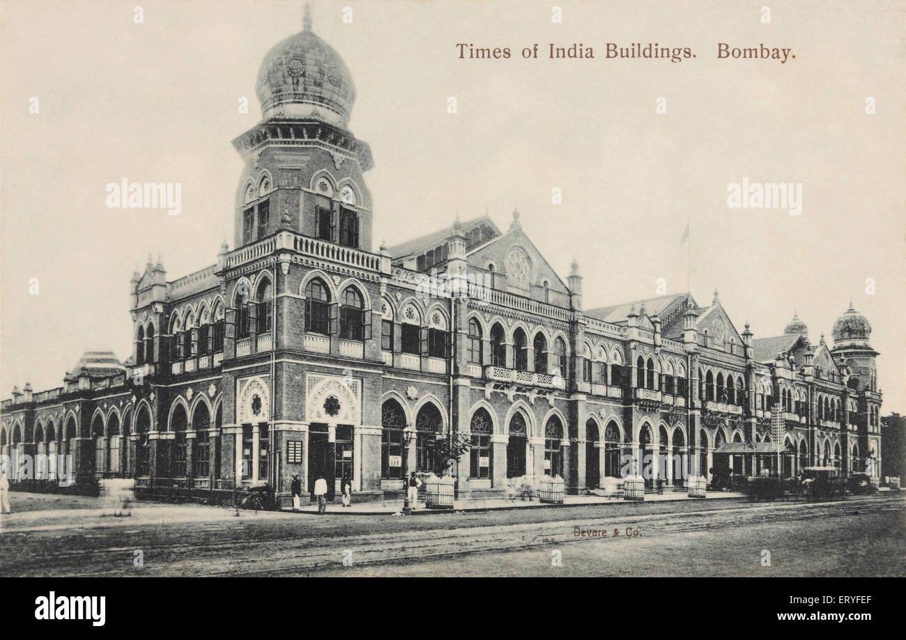 Tiempos de la India construcción Bombay Mumbai Maharashtra India Asia viejo cuadro vintage 190os Foto de stock