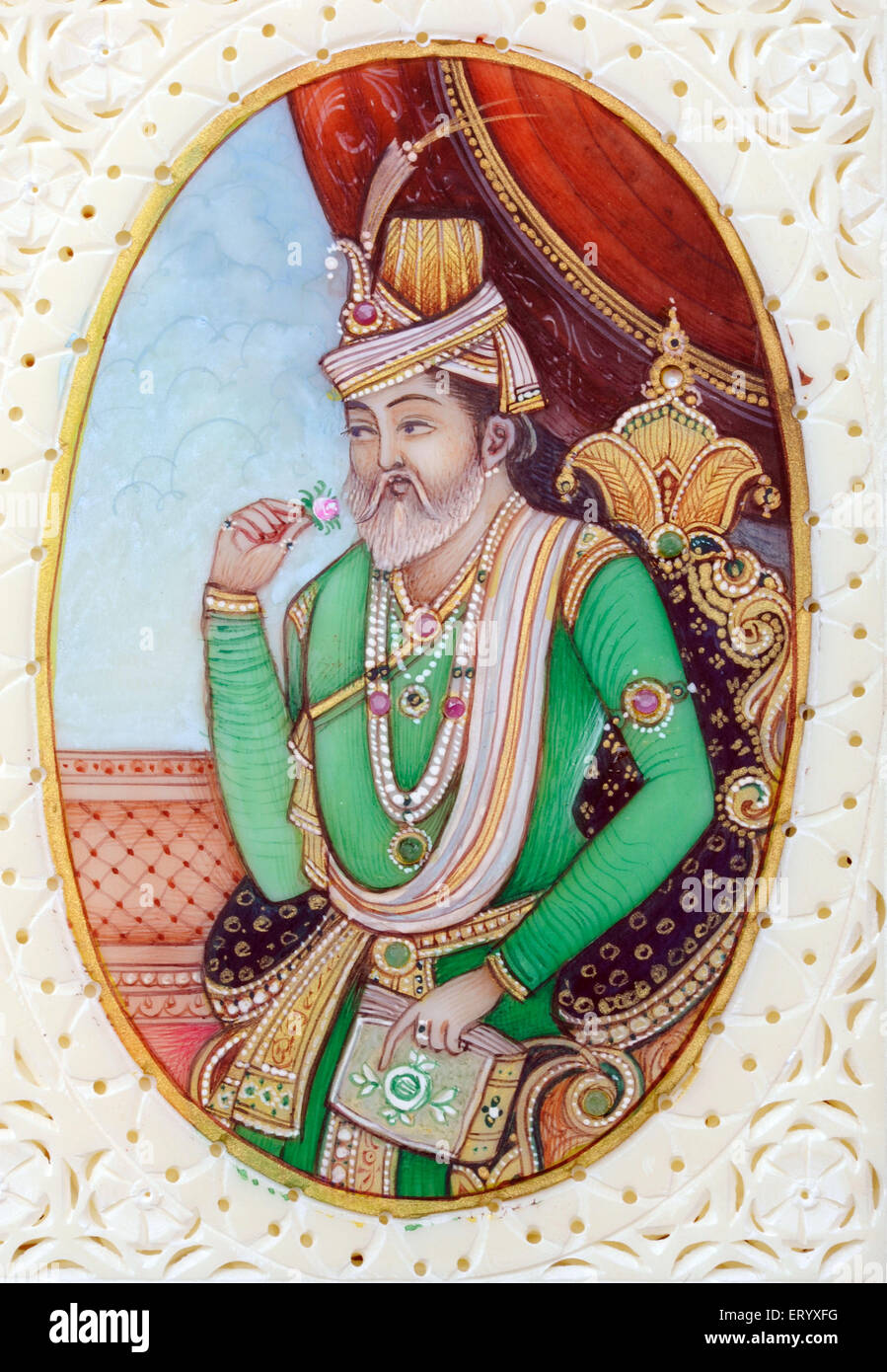 Pintura en miniatura del emperador Mughal humayun Foto de stock